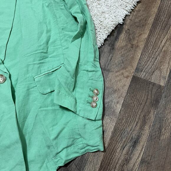 LOFT Small Polished Oversized Cactus Green Linen Blend Relaxed Tailored Blazer - Picture 2 of 5
